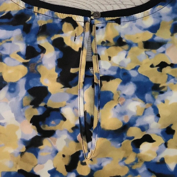 Calvin Klein Jeans Blue Yellow Abstract Dots Sleeveless Keyhole Womens Size Med - Picture 4 of 5